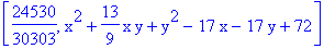 [24530/30303, x^2+13/9*x*y+y^2-17*x-17*y+72]